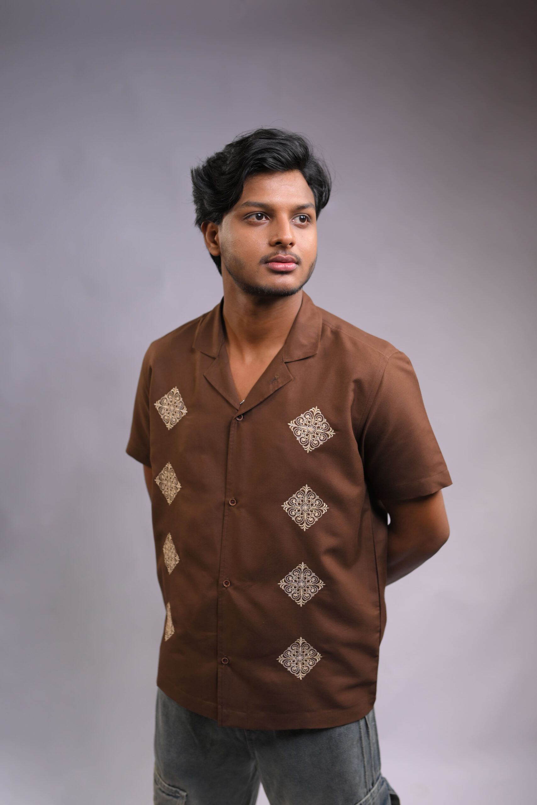 The Umber Embroidered Regular Unisex Shirt
